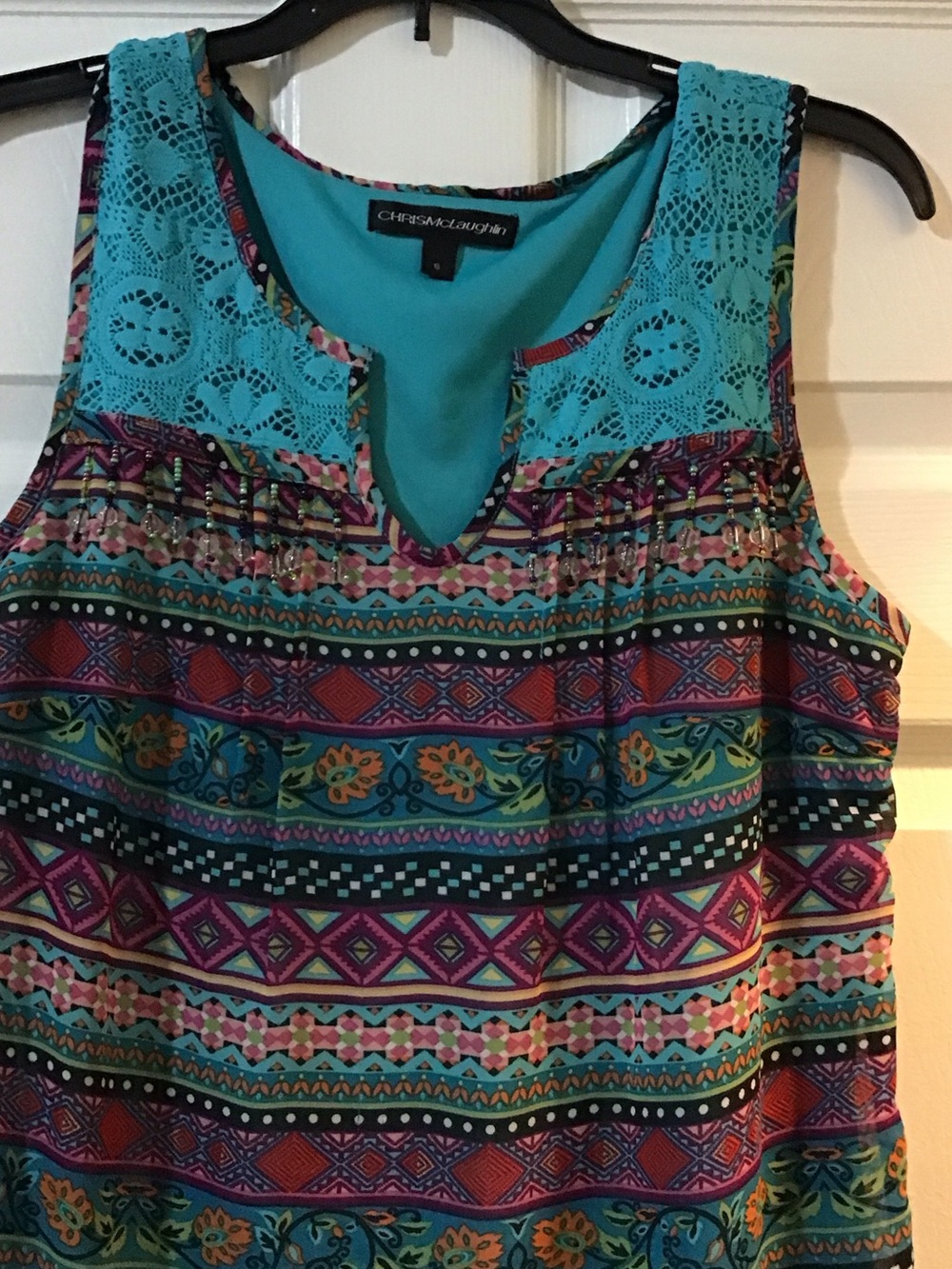 Boho Print Sleeveless Dress in Teal - Unknown Brand - Picture 2 of 4